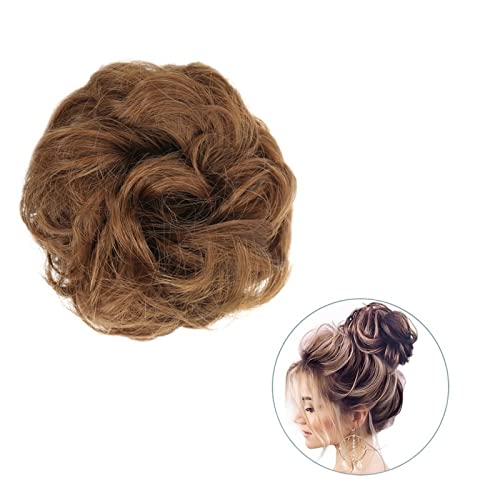 Unordentliches Brötchen-Haar 1 Stück rund ums Haar, Pferdeschwanz, Donut-Haarknoten, Haarschmuck for Frauen, synthetischer, unordentlicher, lockiger, gewellter Scrunchie-Chignon mit Gummibandwickel Br von MOOWI