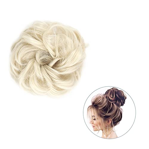 Unordentliches Brötchen-Haar 1 Stück rund ums Haar, Pferdeschwanz, Donut-Haarknoten, Haarschmuck for Frauen, synthetischer, unordentlicher, lockiger, gewellter Scrunchie-Chignon mit Gummibandwickel Du von MOOWI