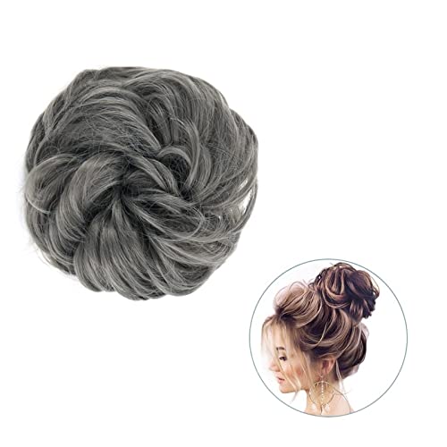 Unordentliches Brötchen-Haar 1 Stück rund ums Haar, Pferdeschwanz, Donut-Haarknoten, Haarschmuck for Frauen, synthetischer, unordentlicher, lockiger, gewellter Scrunchie-Chignon mit Gummibandwickel Du von MOOWI