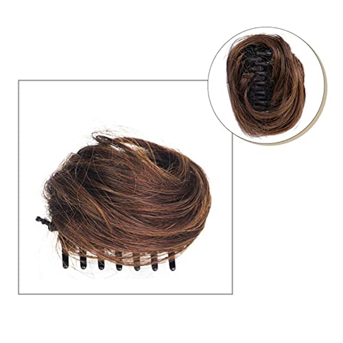 Unordentliches Brötchen-Haar Clip-In-Pferdeschwanz-Haarteil, Haargummi for Frauen, Non-Remy-Haarklammer, unordentlicher Dutt-Haarteil, lockiges Chignon-Haarknoten-Extensions, brasilianisches Echthaar von MOOWI