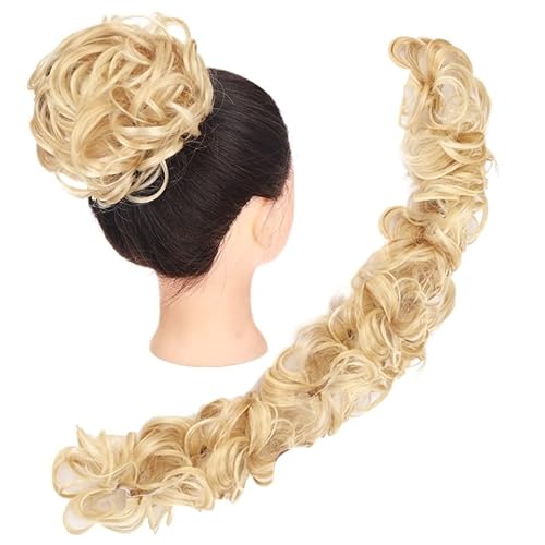 Unordentliches Brötchen-Haar DIY Wrap-Around-Dutt-Haargummi, gewellte Donut-Chignons for Frauen und Kinder, unordentliche Dutt-Haarteilverlängerungen, zerzaustes, flauschiges Haar, Pferdeschwanz Brötc von MOOWI