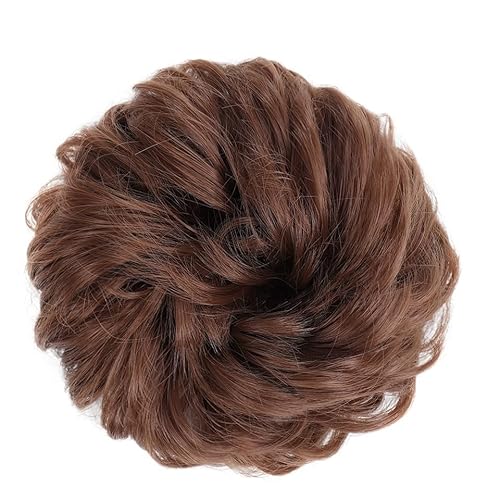 Unordentliches Brötchen-Haar Donut-Haarknoten for Damen und Mädchen, lockiges gewelltes synthetisches Chignon-Haarteil mit Gummiband, unordentliche Haarknoten-Erweiterungen Brötchen Haarteil (Color : von MOOWI