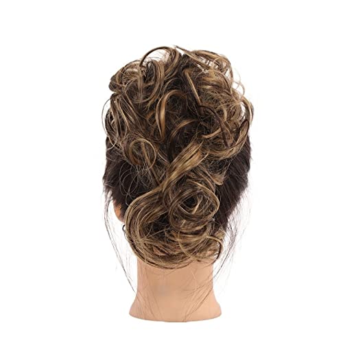 Unordentliches Brötchen-Haar Dutt-Haargummis mit elastischem Band, Chignon, Pferdeschwanz, Hochsteckfrisur, Haarteile for Frauen und Mädchen, synthetische Haarteile, flauschiges, zerzaustes, welliges von MOOWI