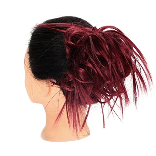 Unordentliches Brötchen-Haar Dutt mit elastischem Band, synthetischer Chignon, sofortiges Haarteil, unordentliche Dutt-Haarteile, Haarverlängerung for Frauen, zerzauste Hochsteckfrisur, lockiges, gewe von MOOWI