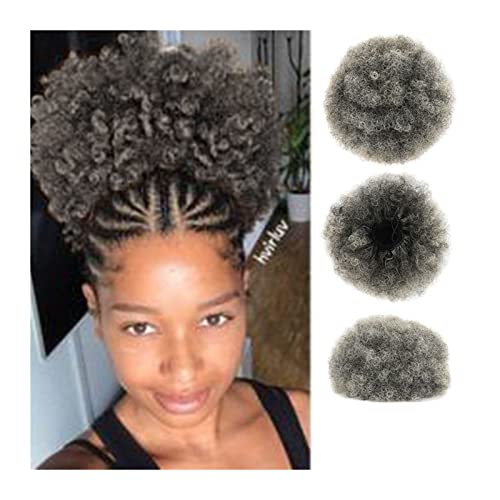 Unordentliches Brötchen-Haar Haarteile Hochsteckfrisur for schwarze Frauen und Mädchen, Afro-Puff-Pferdeschwanzverlängerung mit Kordelzug, verworrenes lockiges Dutt-Haar, Chignon-Synthetik-Kurzverläng von MOOWI