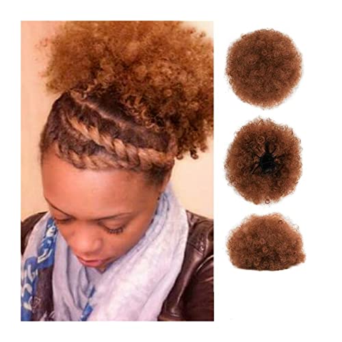 Unordentliches Brötchen-Haar Haarteile Hochsteckfrisur for schwarze Frauen und Mädchen, Afro-Puff-Pferdeschwanzverlängerung mit Kordelzug, verworrenes lockiges Dutt-Haar, Chignon-Synthetik-Kurzverläng von MOOWI