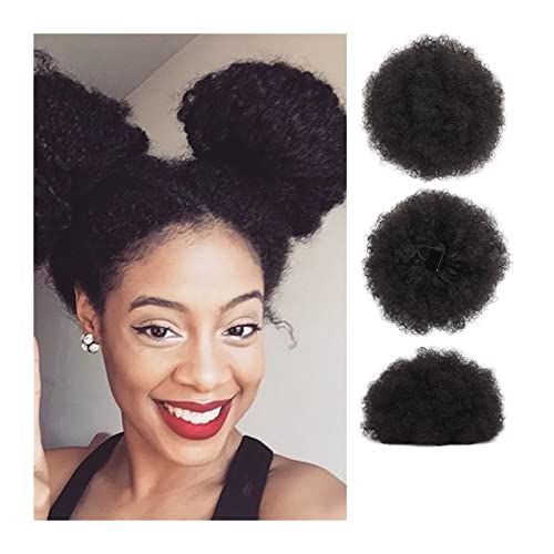 Unordentliches Brötchen-Haar Haarteile Hochsteckfrisur for schwarze Frauen und Mädchen, Afro-Puff-Pferdeschwanzverlängerung mit Kordelzug, verworrenes lockiges Dutt-Haar, Chignon-Synthetik-Kurzverläng von MOOWI