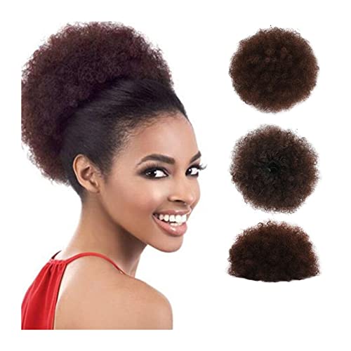 Unordentliches Brötchen-Haar Haarteile Hochsteckfrisur for schwarze Frauen und Mädchen, Afro-Puff-Pferdeschwanzverlängerung mit Kordelzug, verworrenes lockiges Dutt-Haar, Chignon-Synthetik-Kurzverläng von MOOWI