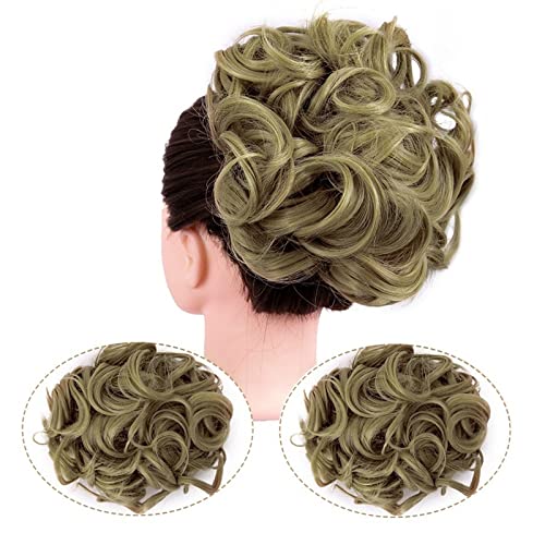 Unordentliches Brötchen-Haar Hochsteckfrisur, lockiger Dutt-Verlängerungskämme, Clip-in-Haarteil for unordentliches Haar for Frauen, synthetischer, unordentlicher Haarknoten, Scrunchie, Chignon-Haarte von MOOWI