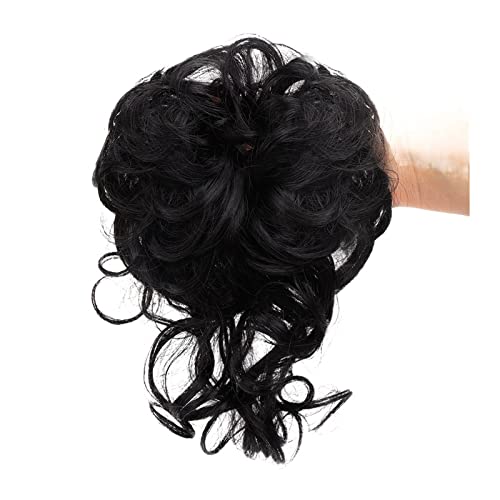 Unordentliches Brötchen-Haar Pieces Curly Chignon Donut Scrunchie for Frauen, unordentlicher Dutt, synthetische, zerzauste Hochsteckfrisur, Haarknoten, Verlängerung, elastisches Haarband Brötchen Haar von MOOWI