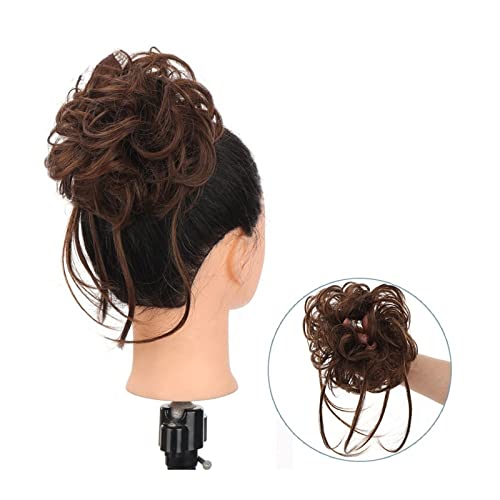 Unordentliches Brötchen-Haar Scrunchie-Pferdeschwanz-Haarteile mit elastischem Haarband for Frauen und Mädchen, unordentliches Dutt-Haarteil, superlange, zerzauste Hochsteckfrisur, Haarknoten-Verlänge von MOOWI