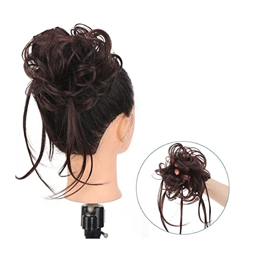 Unordentliches Brötchen-Haar Scrunchie-Pferdeschwanz-Haarteile mit elastischem Haarband for Frauen und Mädchen, unordentliches Dutt-Haarteil, superlange, zerzauste Hochsteckfrisur, Haarknoten-Verlänge von MOOWI