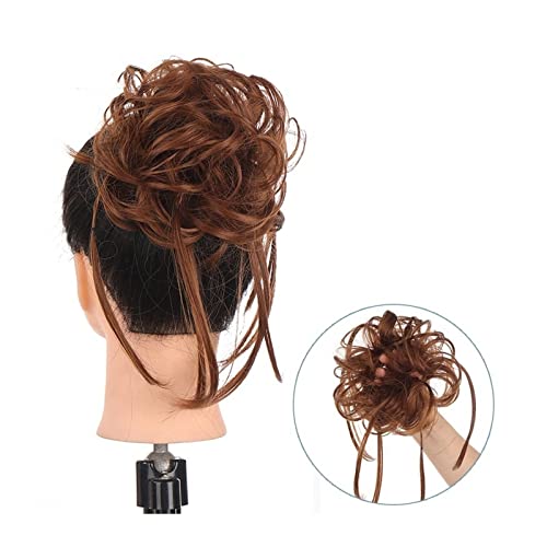 Unordentliches Brötchen-Haar Scrunchie-Pferdeschwanz-Haarteile mit elastischem Haarband for Frauen und Mädchen, unordentliches Dutt-Haarteil, superlange, zerzauste Hochsteckfrisur, Haarknoten-Verlänge von MOOWI