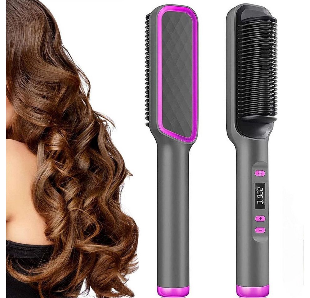 MOPUEA Haarglättbürste Haarglätter Bürste Glättbürste mit LED-Anzeige mit Verbrühungsschutz, 30s Schnelles Aufheizen, Professionelles Haarwerkzeug zum Stylen von MOPUEA