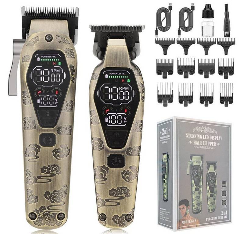 MOPUEA Haarschneider Elektrisch Haarschneidemaschine Profi Haarschneider, Pflegeset T-Blade für Männer Frauen Kinder Professioneller Friseur, Haarschneidemaschine LED-Anzeige Wasserdicht T-Klingen-Trimmer von MOPUEA