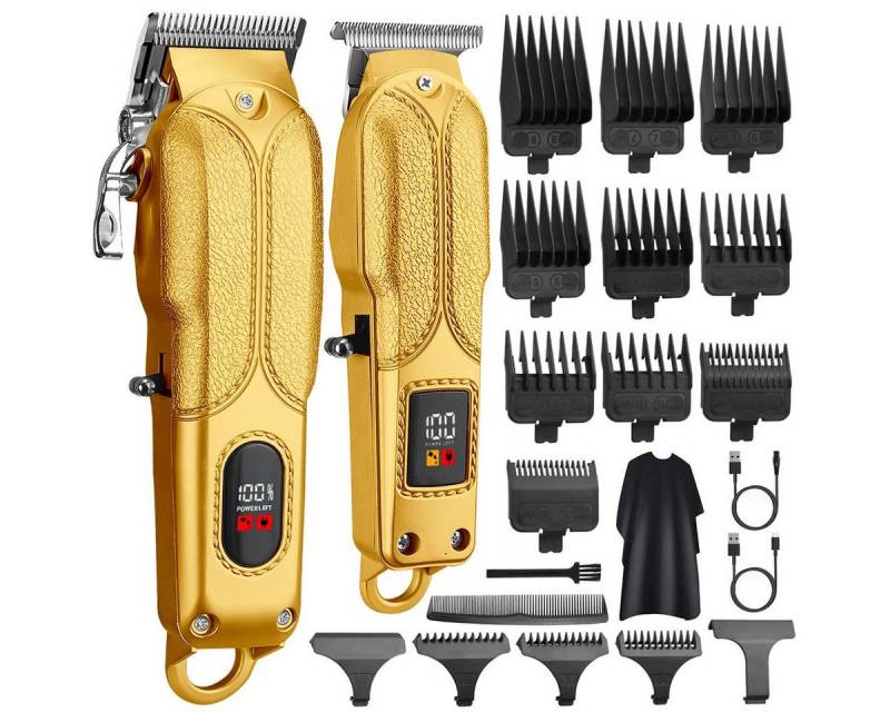 MOPUEA Haarschneider Kabelloses Elektrischer Profi-Haarschneide-Set LED Anzeige Leder 23pcs, Präziser Trimmer mit T-Klinge, Akku, LED & 10 Schnittlängen, Leistungsstark, ergonomisch, leise, vielseitig für alle Haartypen von MOPUEA