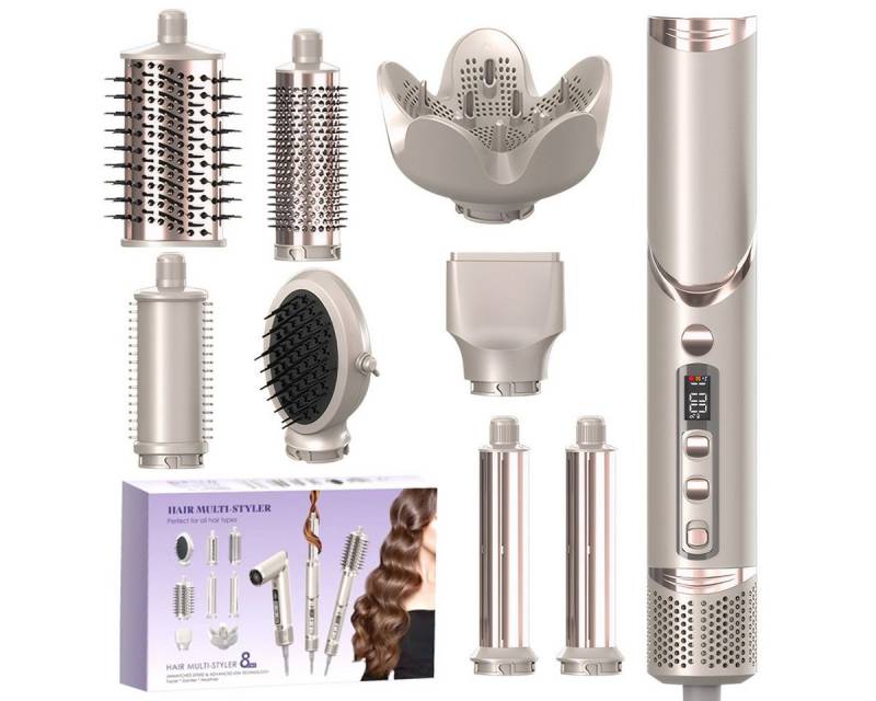 MOPUEA Multihaarstyler Haarstyler 8-in-1 Haarstyler & Haartrockner 110,000 U/min, Mit LCD-Anzeige, klappbarem Griff und sicherem Hitzeschutz von MOPUEA