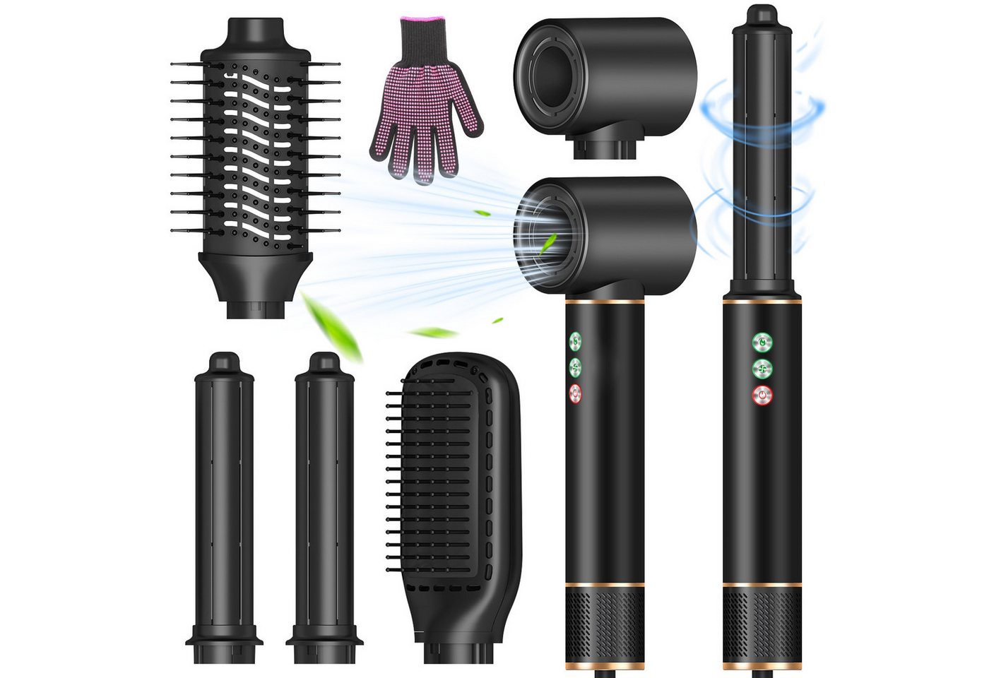 MOPUEA Multihaarstyler Multihaarstyler Haarstyler 5 in1 Lockenstab Airstyler Europäische Norm, mit rutschfesten Handschuhen,für alle Haartypen von MOPUEA