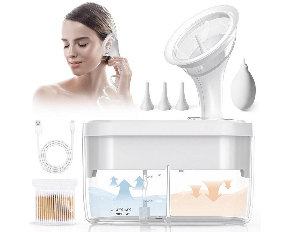 MOPUEA Ohrenreiniger Elektrischer Ohrenschmalz-Entferner, Ohrenreiniger, sicheres, 1-tlg., 3 wiederverwendbare Ohrspitzen mit 2 Stilen, Effizient, mit automatischem Abwassersystem,4 Druckeinstellungen von MOPUEA