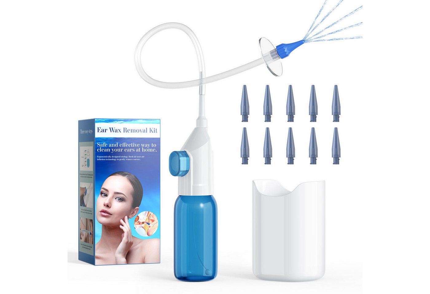 MOPUEA Ohrenreiniger Ohrenschmalz-Entfernungsset mit 10 abwaschbaren Ersatzköpfen Weiches, Ohrenschmalz-Entfernungsset mit elektrischem Reinigungsgerät., Effektive Ohrreinigung, sanft, sicher und für jedes Alter geeignet., 5 Löcher für sichere Anwendung, einfach zu bedienen, kostengünstig. von MOPUEA