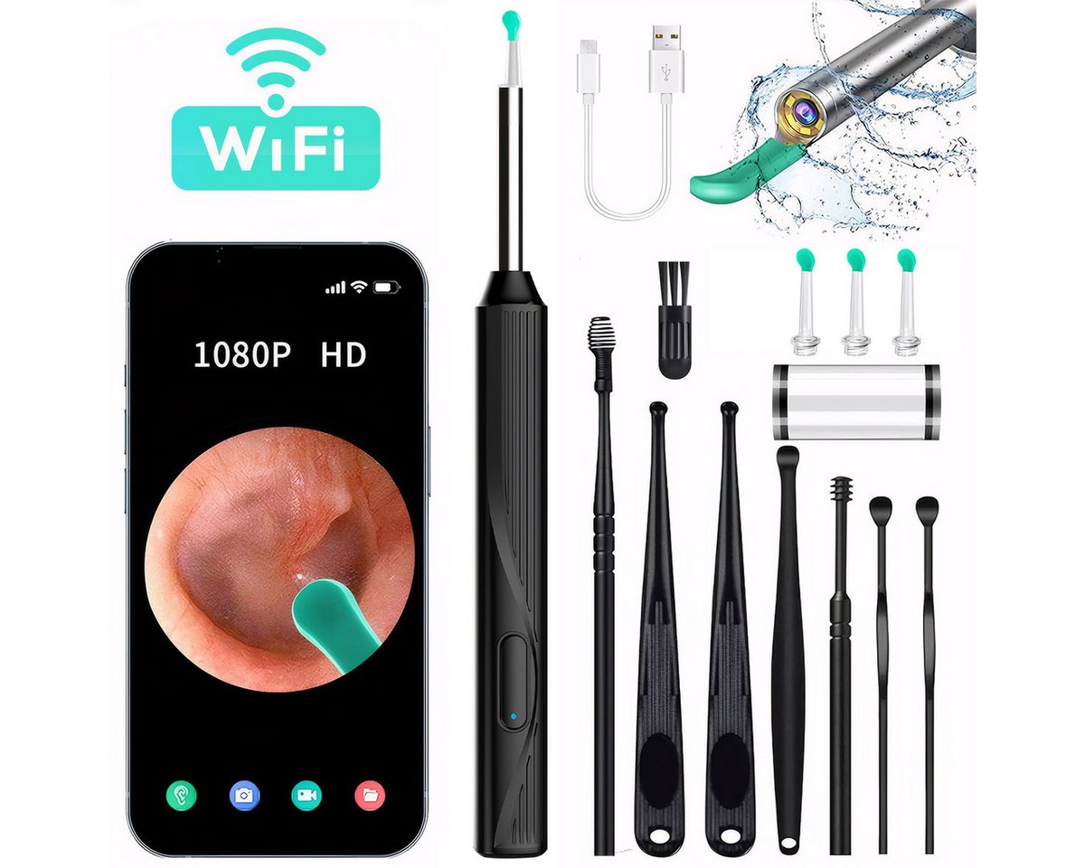MOPUEA Ohrenreiniger Visuelle Ohrenschmalz Entferner Ohrenschmalz Entferner,8-piece set, 1-tlg., wiederaufladbar & wasserdicht, WIFI link, compatible with iOS, iPadOS, and Android von MOPUEA