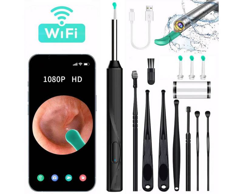 MOPUEA Ohrenreiniger Visuelle Ohrenschmalz Entferner Ohrenschmalz Entferner,8-piece set, 1-tlg., wiederaufladbar & wasserdicht, WIFI link, compatible with iOS, iPadOS, and Android von MOPUEA