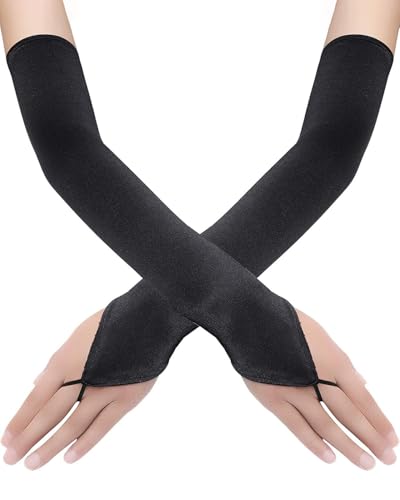 MOPZIJA 1 Paar Handschuhe Damen Lang mit Senkel Opera Fest Party Halbhandschuhe Damen Fasching Kostüm Accessoires，schwarze handschuhe kostüm，lange handschuhe damen，handschuhe halloween von MOPZIJA
