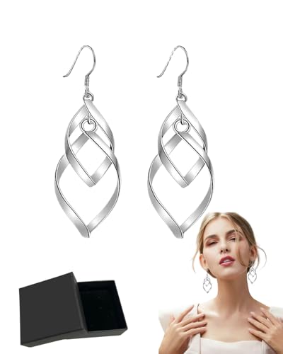 MOPZIJA 1 Paar Silber Quasten Ohrringe für Damen, ohrringe silber hängend，ohrringe silber 925 hängend, Lange Quasten Welle Ohrringe, Hypoallergene Schmuck Ohrringe Tropfen Hängend，Mit Geschenkbox von MOPZIJA