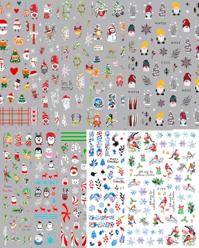 MOPZIJA 10 Blatt nagelsticker weihnachten,nagelsticker,Nagelsticker Weihnachten Nagelaufkleber Selbstklebend Rentier Stern Nail Art Sticker Dekoration Nageldesign Zubehör,nagelaufkleber weihnachten von MOPZIJA