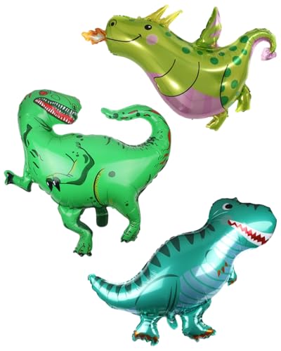 MOPZIJA 3PCS dino ballon,dino deko,Folienballon Dino Triceratops süßer Dinosaurier Ballon Deko Geburtstag Kindergeburtstag Mädchen Junge Geschenk Kinder Kinderzimmer Deko - wiederverwendbar von MOPZIJA