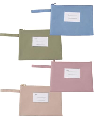 MOPZIJA 4 Stück Geldtasche, banktasche,Banktasche aus Kunstleder Geldbeutel Banktasche Geldmappe, Geldmappe mit Reißverschluss und Fenster für Schule Haushalt Geschäftlich,A5 geldmappe (4 Farben) von MOPZIJA