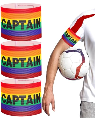 MOPZIJA Kapitänsbinde Fußball Armbinde Verstellbare Captain Armband Multicolor Spielführerbinde Elastic Kapitäns Armbinden Fußball Armband für Kinder Erwachsene Junior Viele Sportarten,3 Stück von MOPZIJA