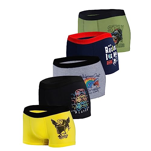 MOR Jungen Boxershorts aus Baumwolle Unterhosen 5er-Pack (as3, Numeric, Numeric_122, Numeric_128, Regular, Yellow) von MOR