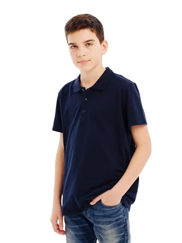 MOR Jungen Poloshirt (Color, Size), 100% Baumwolle, Kurzarm, Basic Farben, Schulshirt, Größen 110–176 (5–15 Jahre) (DE/NL/SE/PL, Numerisch, 164, 170, Regular, Dunkelblau) von MOR