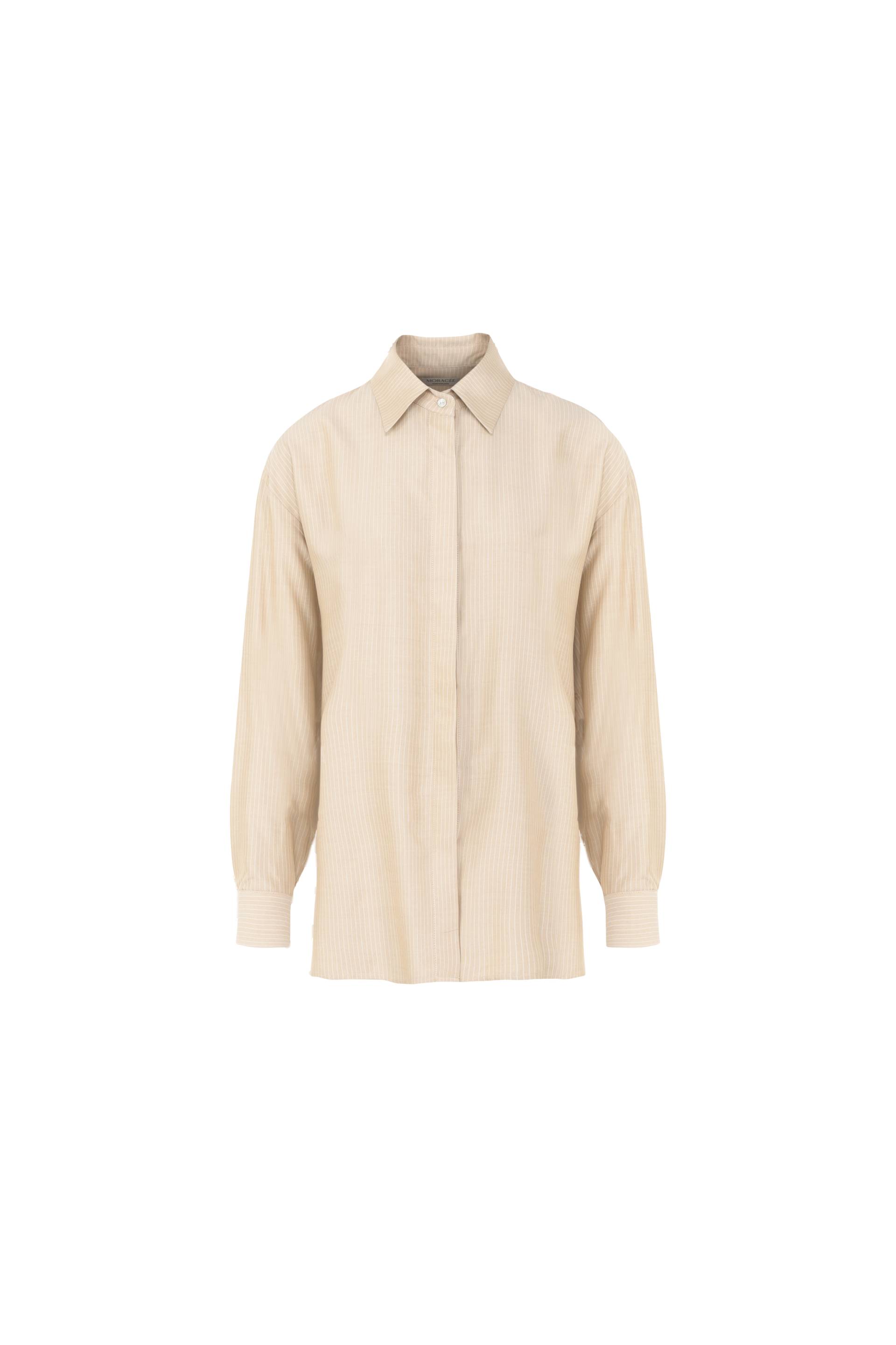Beige striped silk shirt for women - Beige - M - MORACÉE - Shirts Beige striped silk shirt for women - Beige - M - MORACÉE - Shirts von MORACÉE