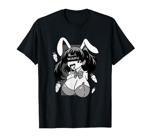 Ahegao t shirt lewd anime face and rabbit girl costume von >> MORE ANIME SHIRTS - HERE