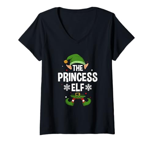 Damen Die Prinzessin-Elf-Party-Familiengruppe Matching X-Mas Queen T-Shirt mit V-Ausschnitt Damen Die Prinzessin-Elf-Party-Familiengruppe Matching X-Mas Queen T-Shirt mit V-Ausschnitt von >>MORE FAMILY XMAS AND CHRISTMAS ELF DESIGNS HERE
