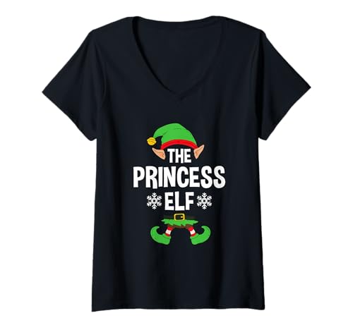 Damen Die Prinzessin-Elf-Party-Familiengruppe Matching X-Mas Queen T-Shirt mit V-Ausschnitt Damen Die Prinzessin-Elf-Party-Familiengruppe Matching X-Mas Queen T-Shirt mit V-Ausschnitt von >>MORE FAMILY XMAS AND CHRISTMAS ELF DESIGNS HERE