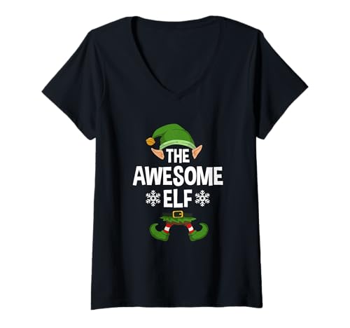 Damen The Awesome Elf Party Family Group Matching X-Mas Spruch T-Shirt mit V-Ausschnitt von >>MORE FAMILY XMAS AND CHRISTMAS ELF DESIGNS HERE