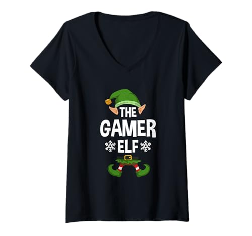 Damen The Gamer Elf Party Family Group Matching X-Mas Gaming Zitat T-Shirt mit V-Ausschnitt von >>MORE FAMILY XMAS AND CHRISTMAS ELF DESIGNS HERE