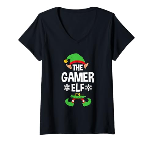 Damen The Gamer Elf Party Family Group Matching X-Mas Gaming Zitat T-Shirt mit V-Ausschnitt Damen The Gamer Elf Party Family Group Matching X-Mas Gaming Zitat T-Shirt mit V-Ausschnitt von >>MORE FAMILY XMAS AND CHRISTMAS ELF DESIGNS HERE