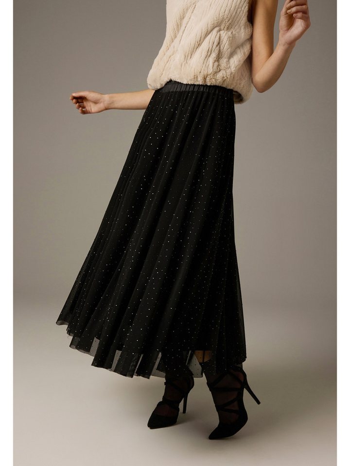MORE&MORE A-Linien-Rock glitzernder Maxi-Partyrock, plissiert von MORE&MORE