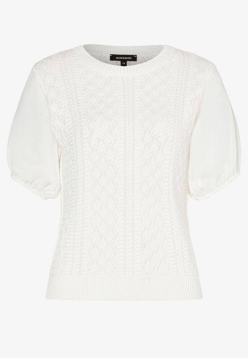 MORE & MORE - Ajour Pullover mit Puffärmeln beige - Gr. - 38 von MORE & MORE