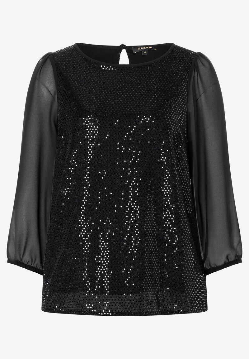 MORE & MORE - Bluse mit Glanzsteinchen Party-Kollektion schwarz - Gr. - 36 von MORE & MORE