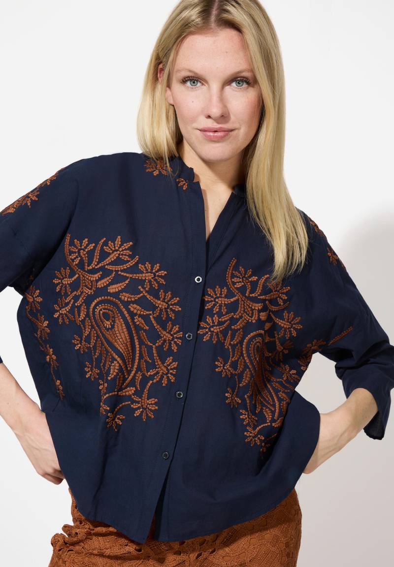 MORE & MORE - Bluse mit Stickerei blau - Gr. - 40 von MORE & MORE