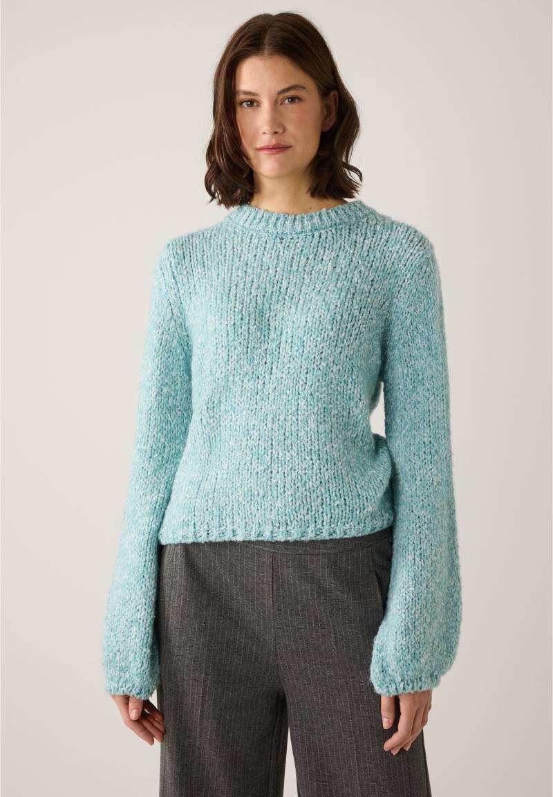 MORE & MORE - Boucl√©-Pullover mit weiten √Ñrmeln blau - Gr. - 38 von MORE & MORE