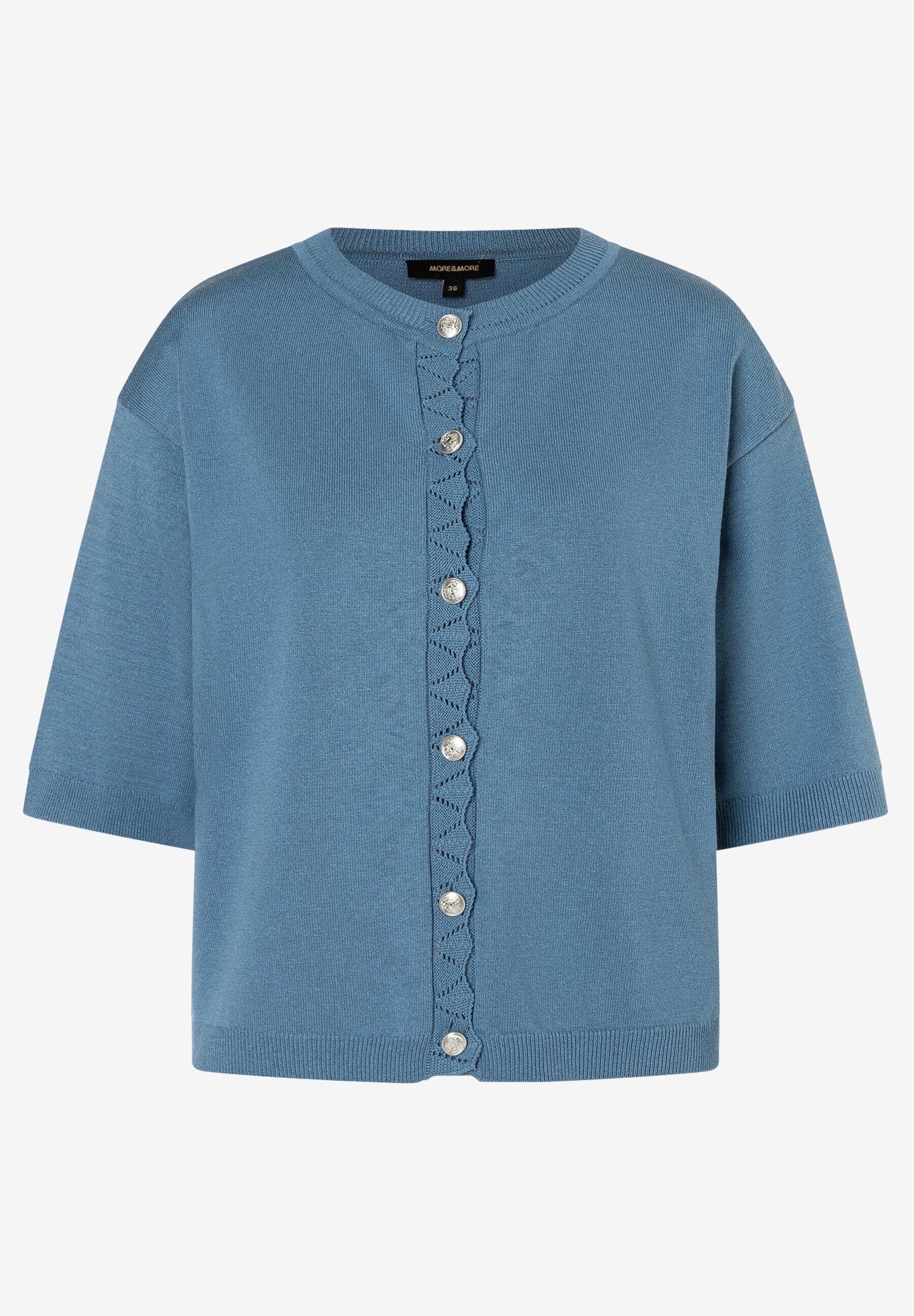 MORE & MORE - Cardigan mit Ajour-Detail blau - Gr. - 38 von MORE & MORE