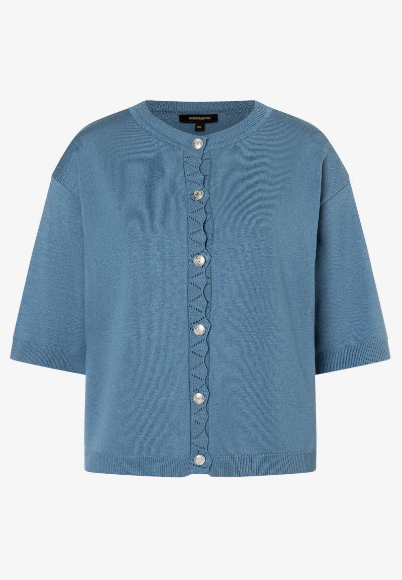 MORE & MORE - Cardigan mit Ajour-Detail blau - Gr. - 40 von MORE & MORE