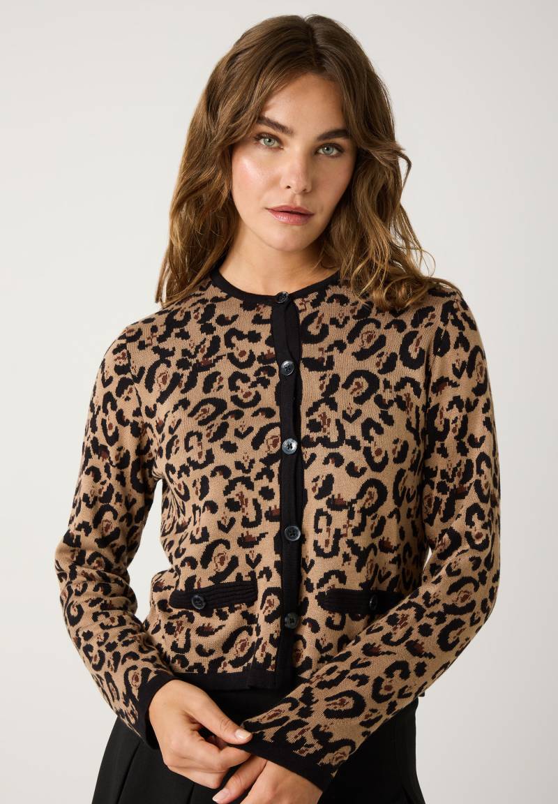 MORE & MORE - Cardigan mit Leomuster beige - Gr. - 38 von MORE & MORE