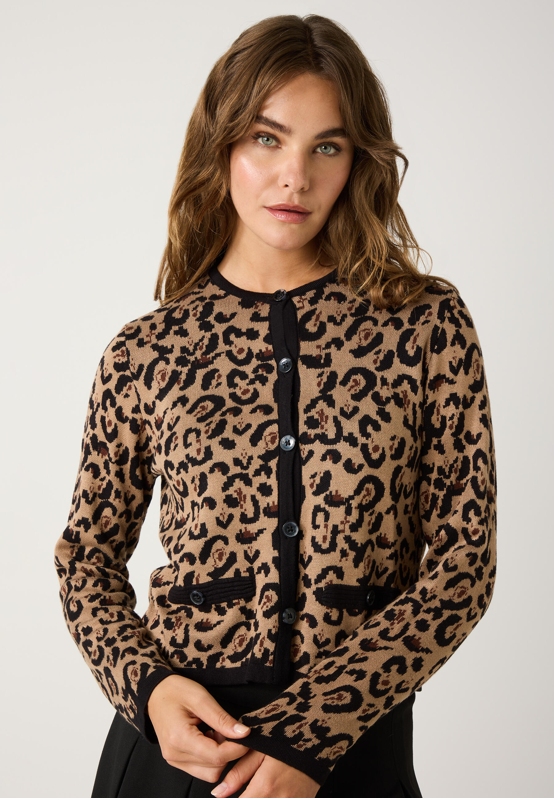 MORE & MORE - Cardigan mit Leomuster beige - Gr. - 42 von MORE & MORE